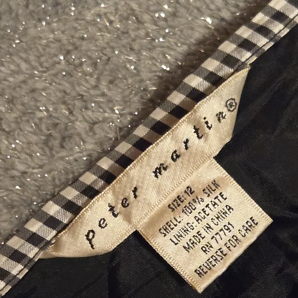 Peter Martin Black & White Checkered Pants with Fun Strawberry Accents - Size 12 - Picture 6 of 6